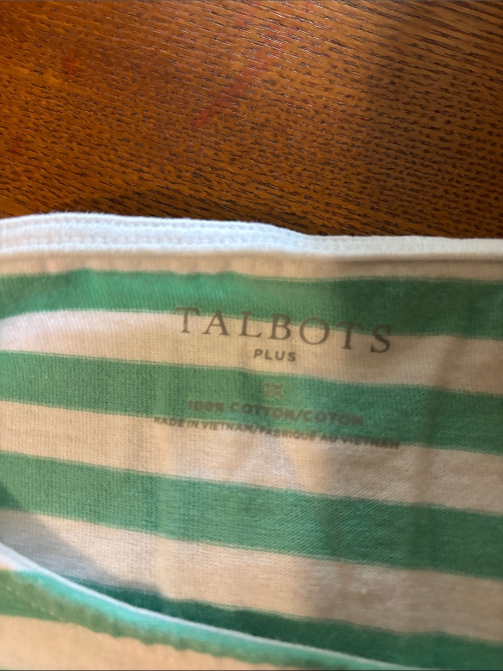Talbots Mint Green and White Striped Tunic with boatneck style - Picture 2 of 4